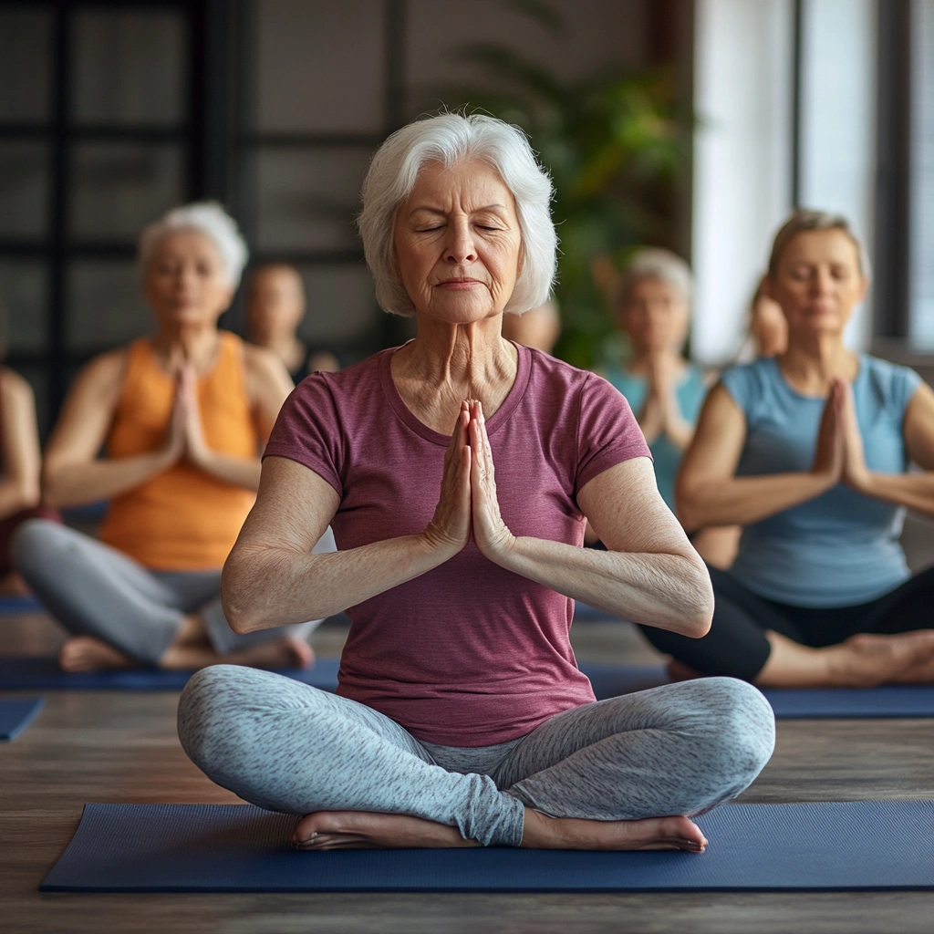 Групове заняття з йоги для пенсіонерів