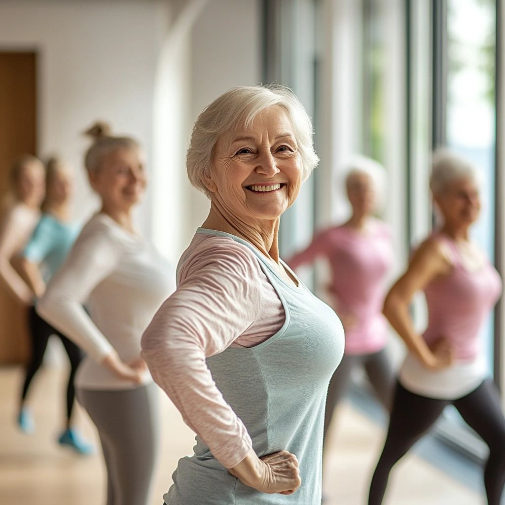 Активні пенсіонери займаються фітнесом у дружній обстановці